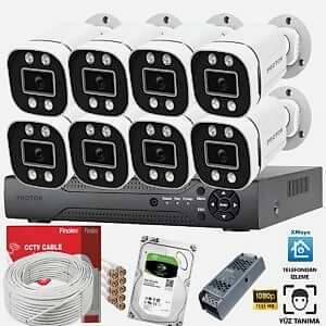 Proton Renkli Gece Görüşlü 8 Kameralı Set