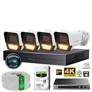 Proton 4 Kameralı Mikrofonlu Sesli 4K POE IP Kamera Seti