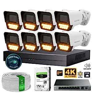 Proton 8 Kameralı Mikrofonlu Sesli 4K POE IP Kamera Seti