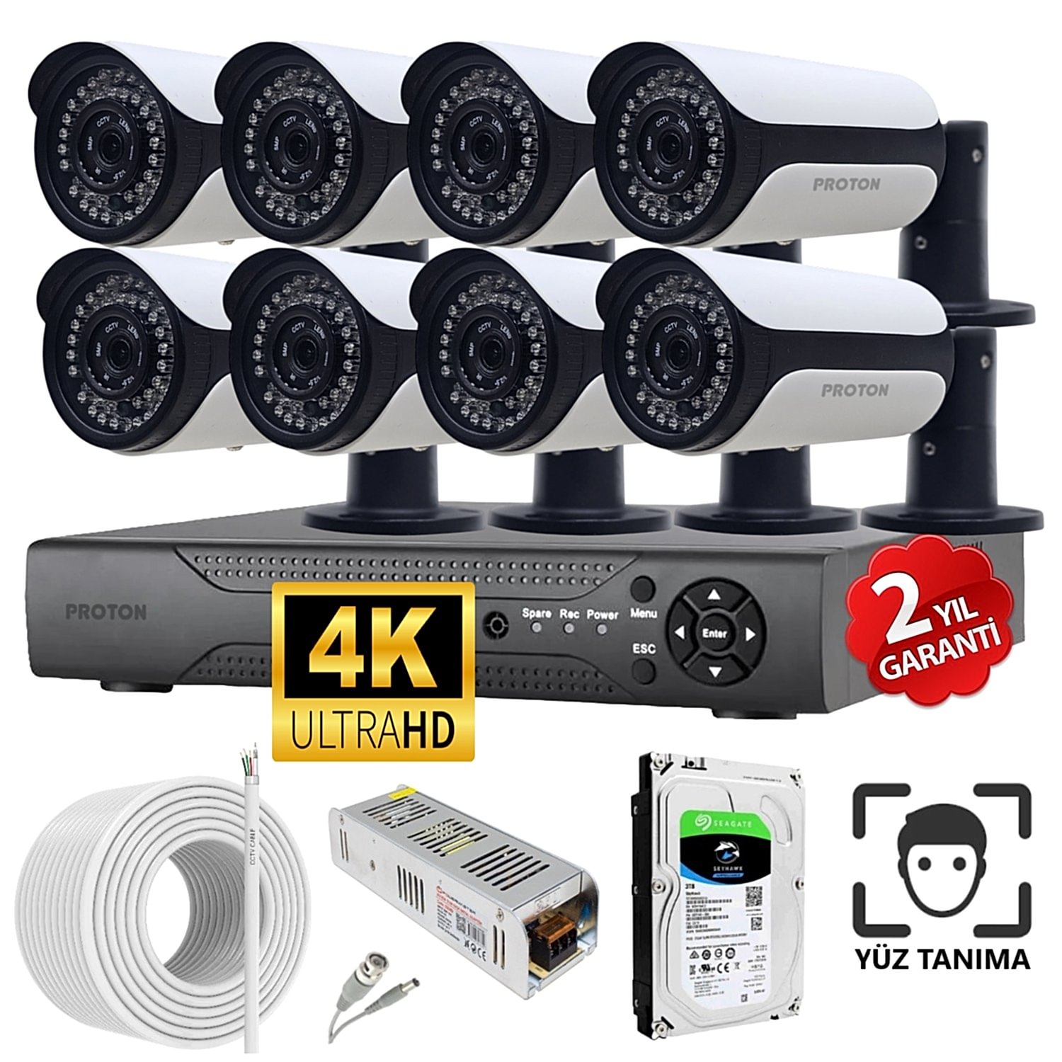 8 Kameralı AHD PRO Yüz Tanımalı Güvenlik Kamerası Seti 8 Kameralı AHD PRO Yüz Tanımalı Güvenlik Kamerası Seti