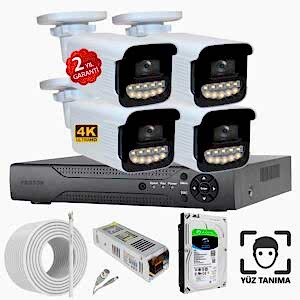 4 Kameralı Renkli Gece Görüş AHD PRO Güvenlik Kamerası Seti