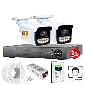 2 Kameralı Renkli Gece Görüş AHD PRO Güvenlik Kamerası Seti