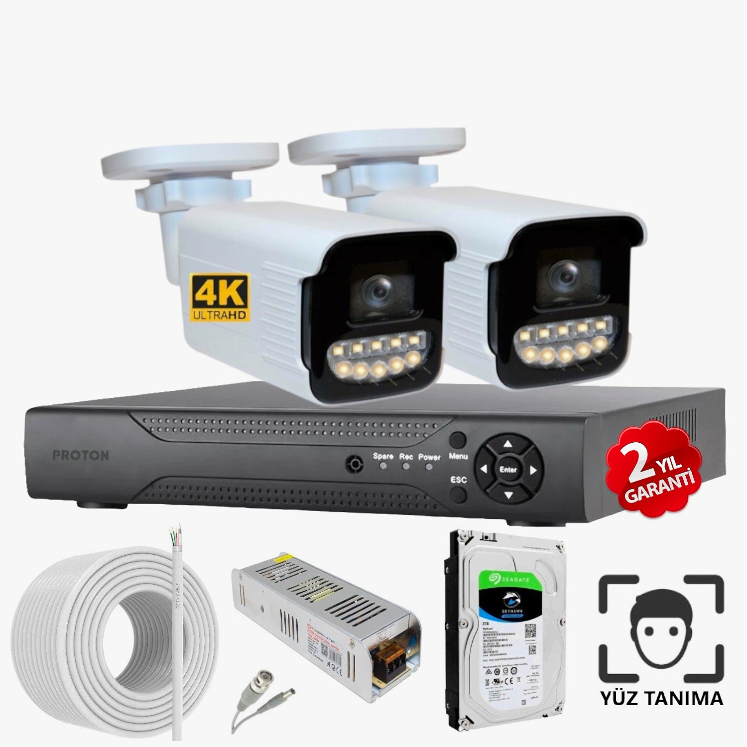 2 Kameralı Renkli Gece Görüş AHD PRO Güvenlik Kamerası Seti 2 Kameralı Renkli Gece Görüş AHD PRO Güvenlik Kamerası Seti